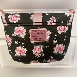 Disney Loungefly Black Mini Bag with Pink Floral Accents